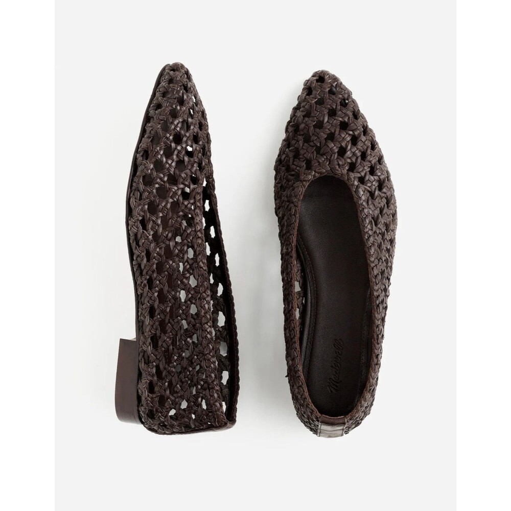 MADEWELL size 10 The Ruth Ballet Flat Woven Leather NU881 Chocolate Brown NWOB - Picture 1 of 9